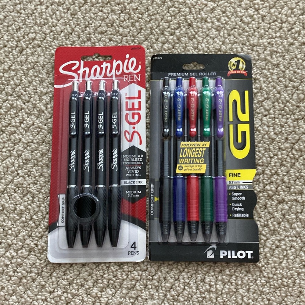 Sharpie and G-2 Pilot Gel Pens 9 Piece Set Black Luxury Multicolored NIB